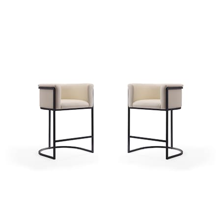 Manhattan Comfort Cosmopolitan Counter Stool in Cream and Black, PK2 2-CS008-CR